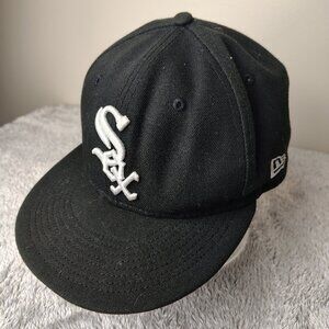 CHICAGO WHITE SOX Hat Fitted 7 1/4 Black Classic Logo On Field Cap Twill MLB